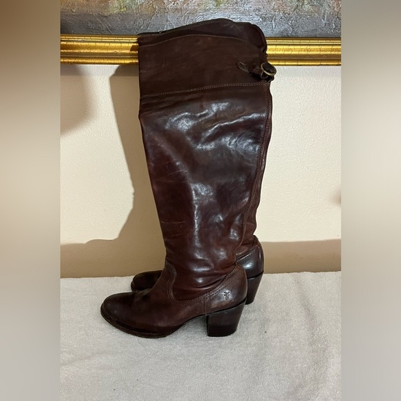 Frye Lucinde Brown Tall Boots Sz 7 - Picture 1 of 10